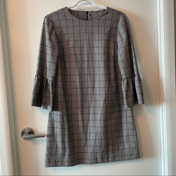 Flare Sleeve Plaid Dress - Picture 1 of 4